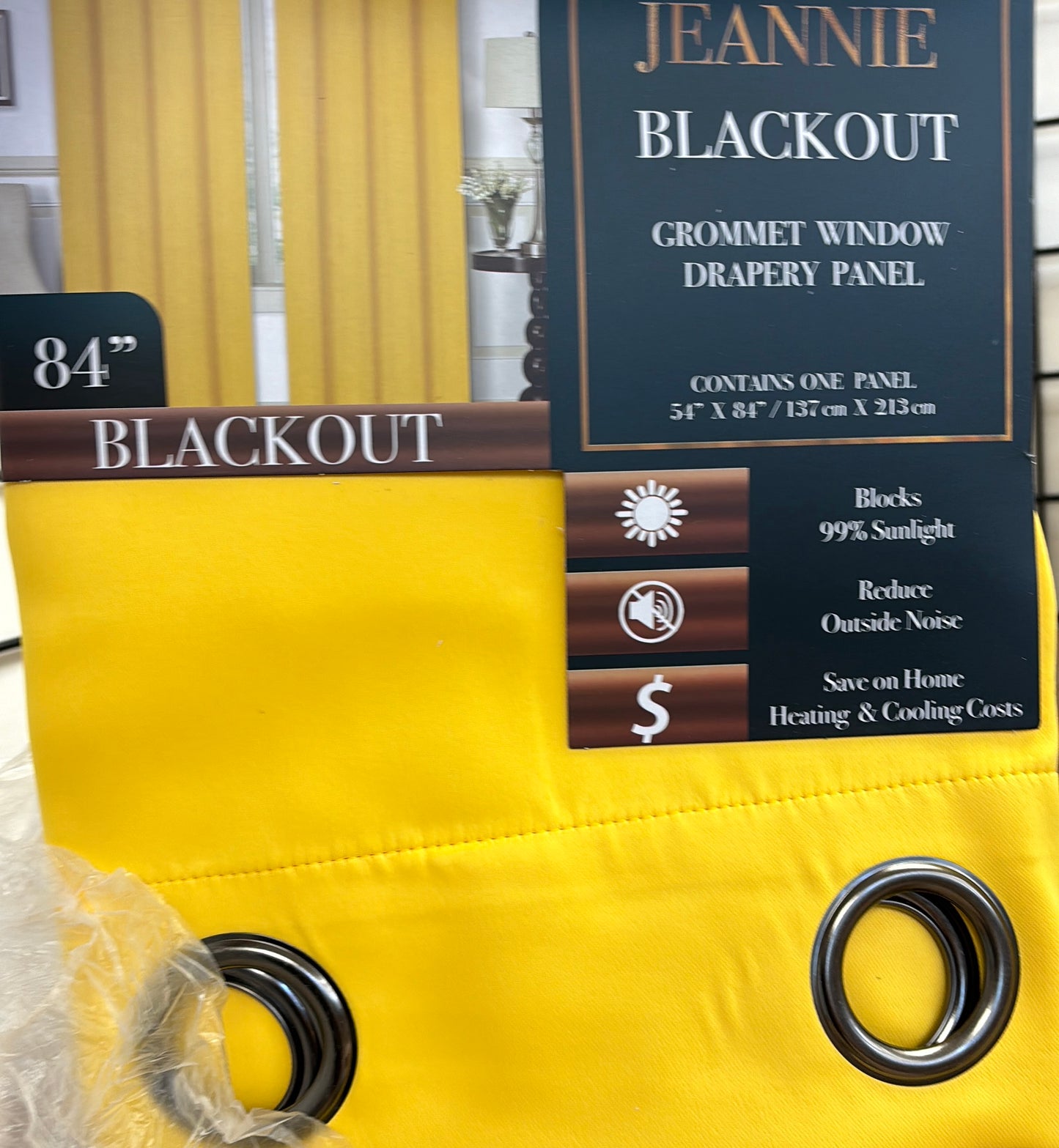 JEANNIE YELLOW BLACKOUT GROMMET PANEL 54"X84"