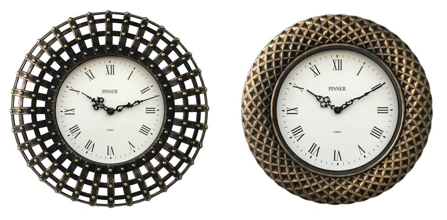 14" ROUND GLADIATOR CLOCKS IN ANTIQUE FINISH ASST