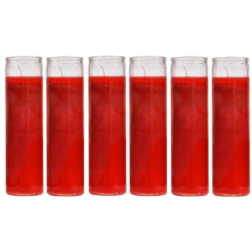 Dual Cross Devotional Prayer Altagraciano Container Candle - Red