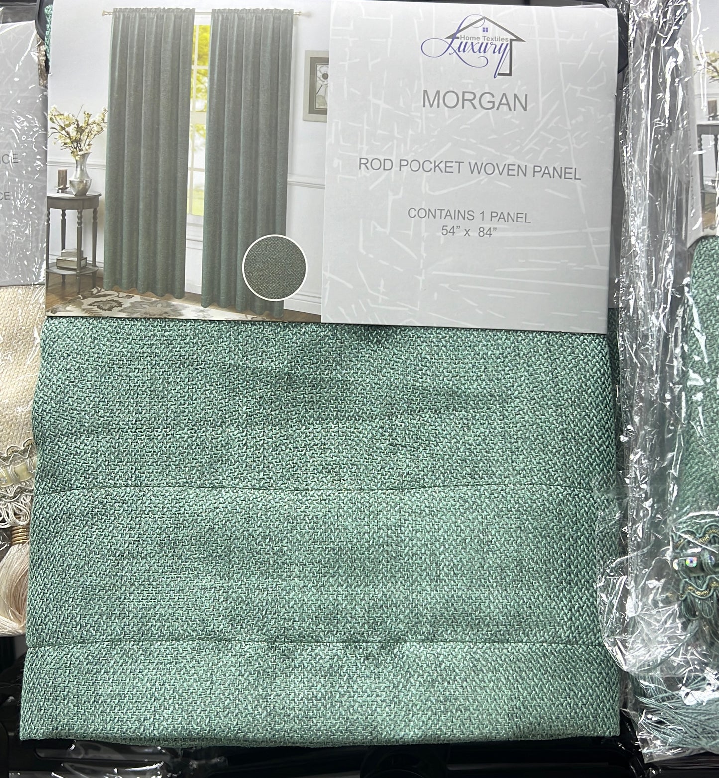 Timeless Elegance: Morgan Green Rod Pocket Woven Window Panel - 54x84 Inches