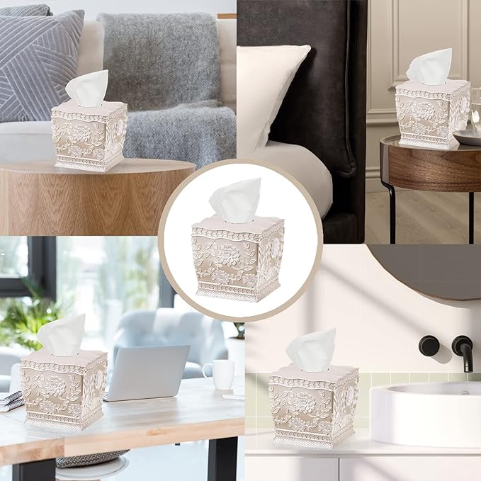 Popular Bath Tissue Box Rose Vine, Beige-Taupe