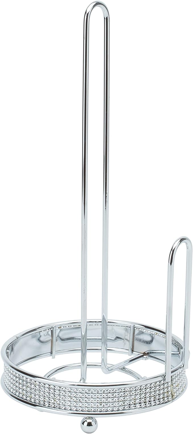 Kitchen Details Paper Towel Holder, Freestanding, Holds 1 Large Roll, Pave Diamond Design Collection