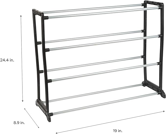 Simplify Stackable Shoe Rack | Holds 12 Pairs | Black