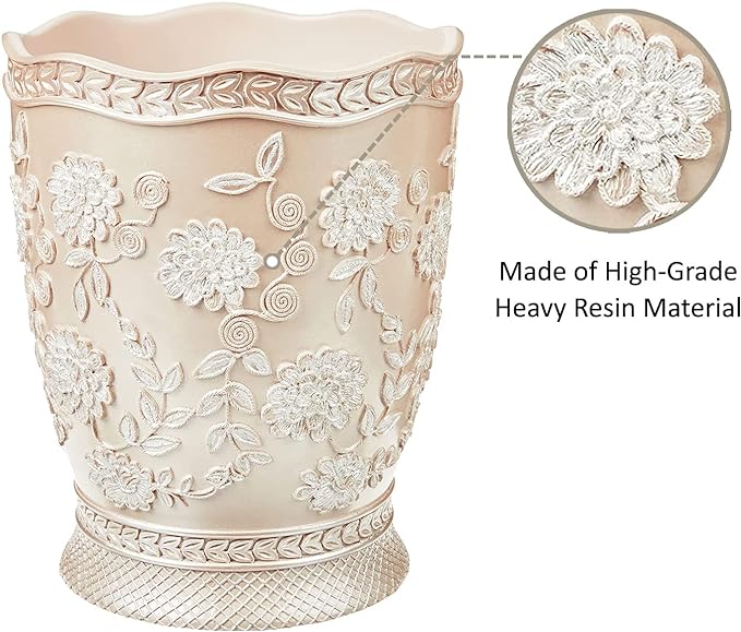 Popular Bath 942668 Rose Vine, Waste Basket, Beige-Taupe