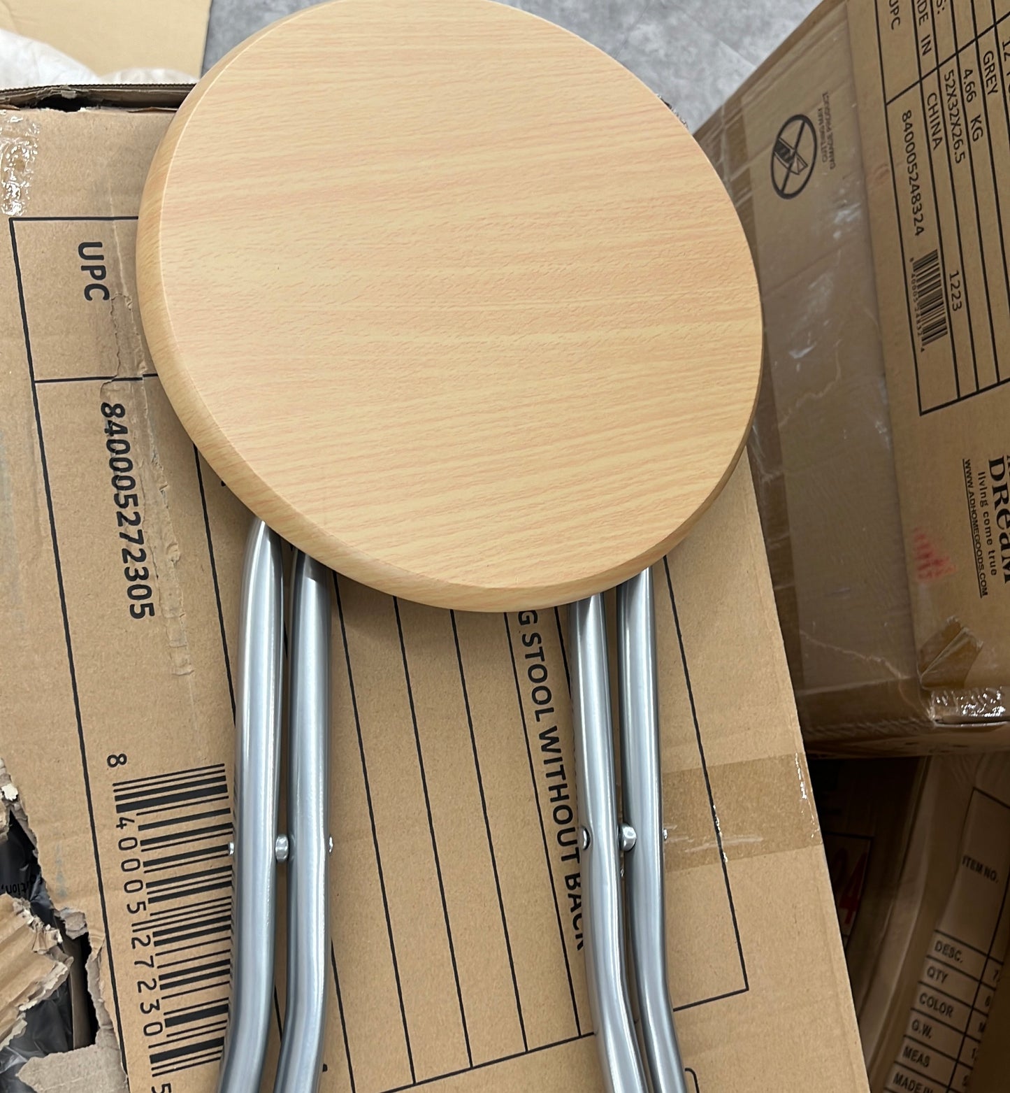 Natural Wooden Folding Stool witout Back