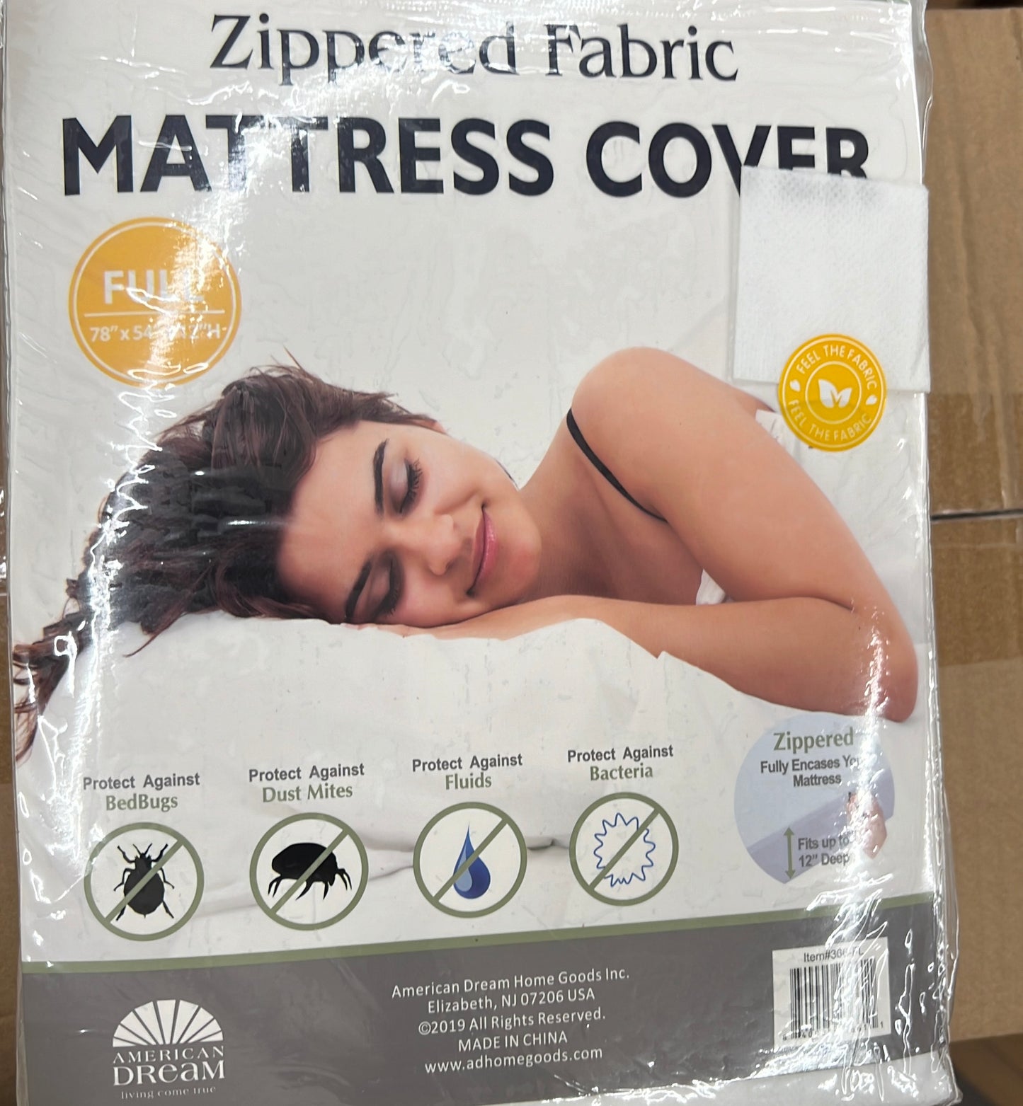 Full 12" Deep Fabric Mattress Cover with Zipper