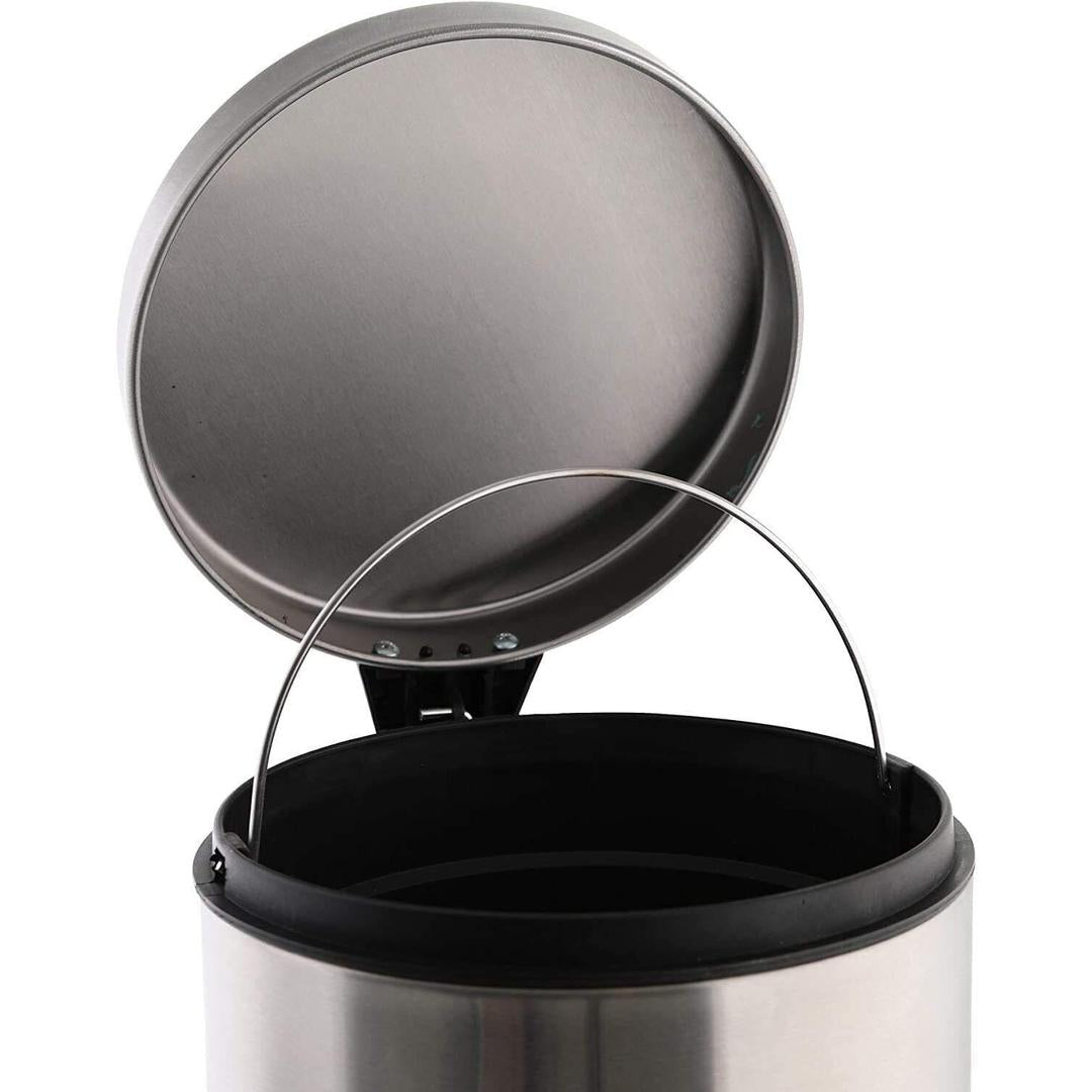 Stainless Steel 5L Round Pedal Bin Rubbish Dust Waste Bins Bucket Toilet Bath Home Bathroom Kitchen