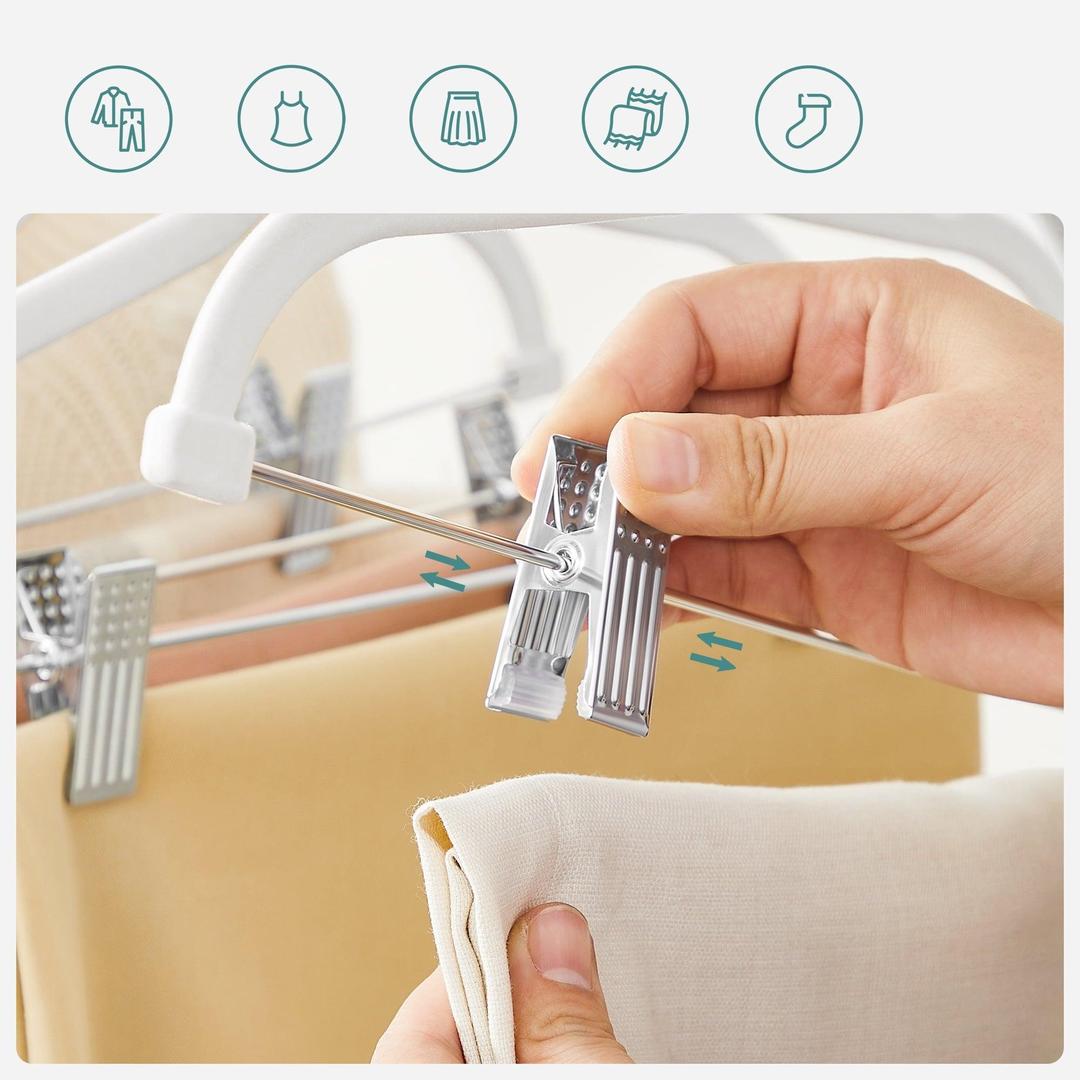 Simplify 6 Pack Velvet Hangers with Clips in White