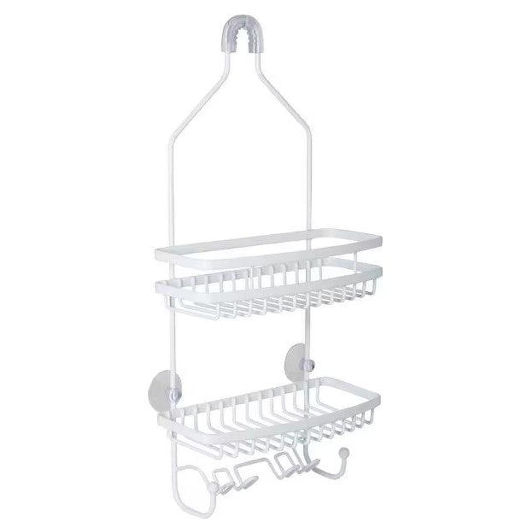 PE Coated Flat Wire Shower Caddy - Venice - White