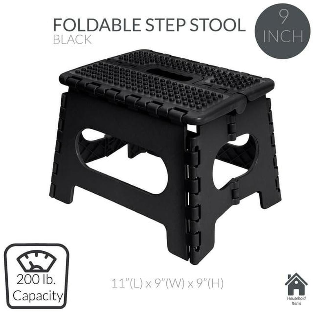 Simplify 9" Anti-Skid Folding Single Step Stool in Black Polypropylene