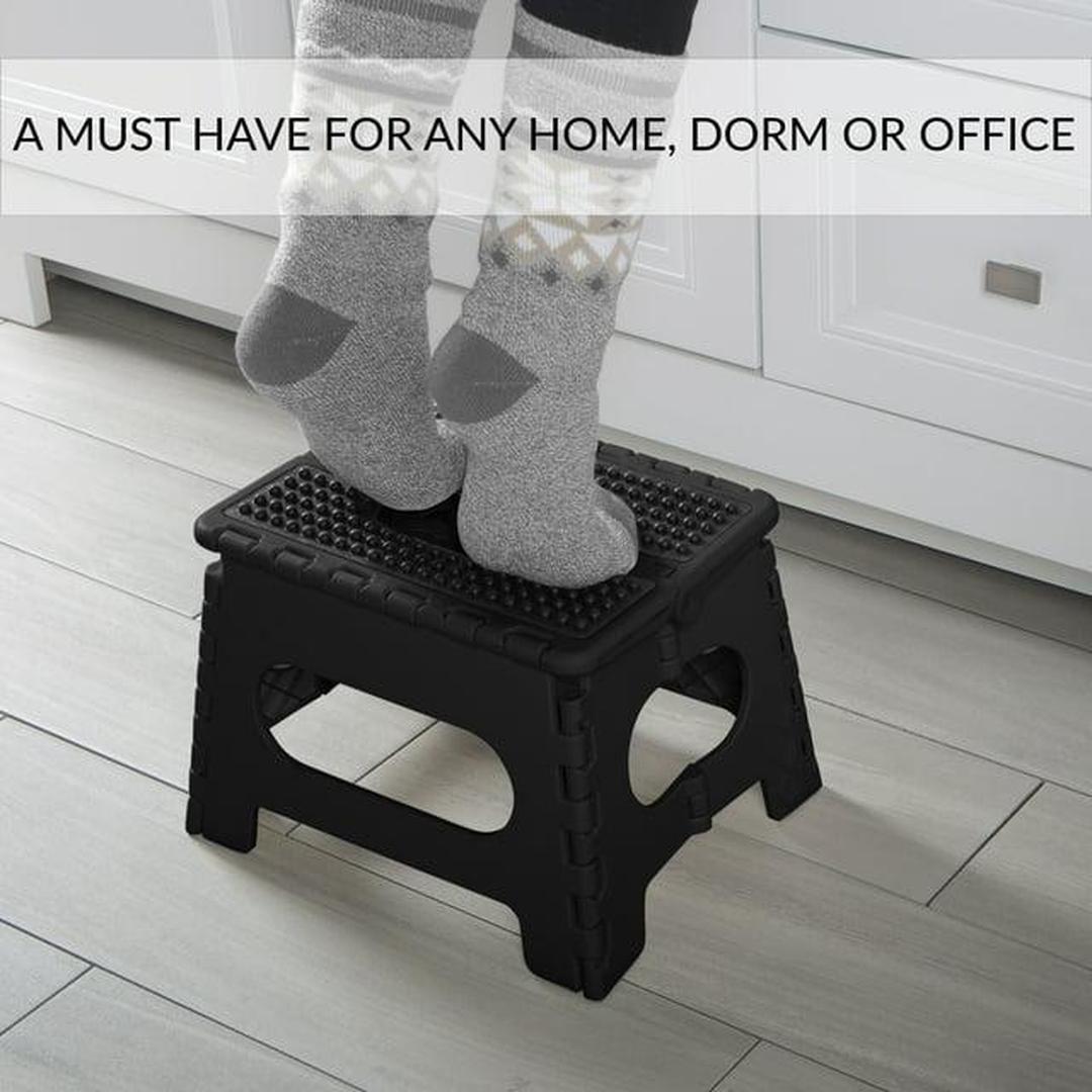 Simplify 9" Anti-Skid Folding Single Step Stool in Black Polypropylene