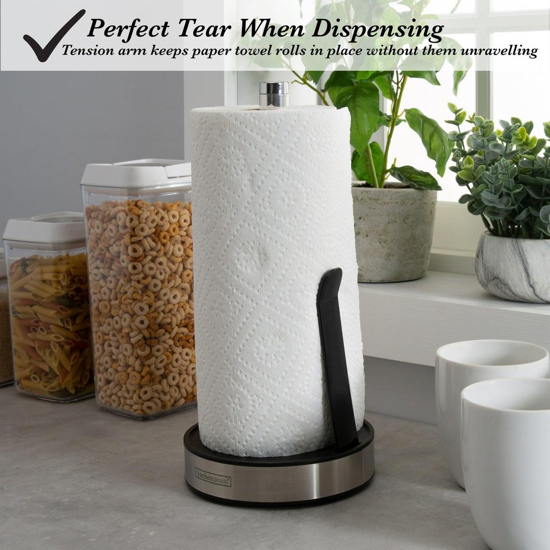 Kitchen Details Paper Towel Holder with Deluxe Tension Arm in Black
