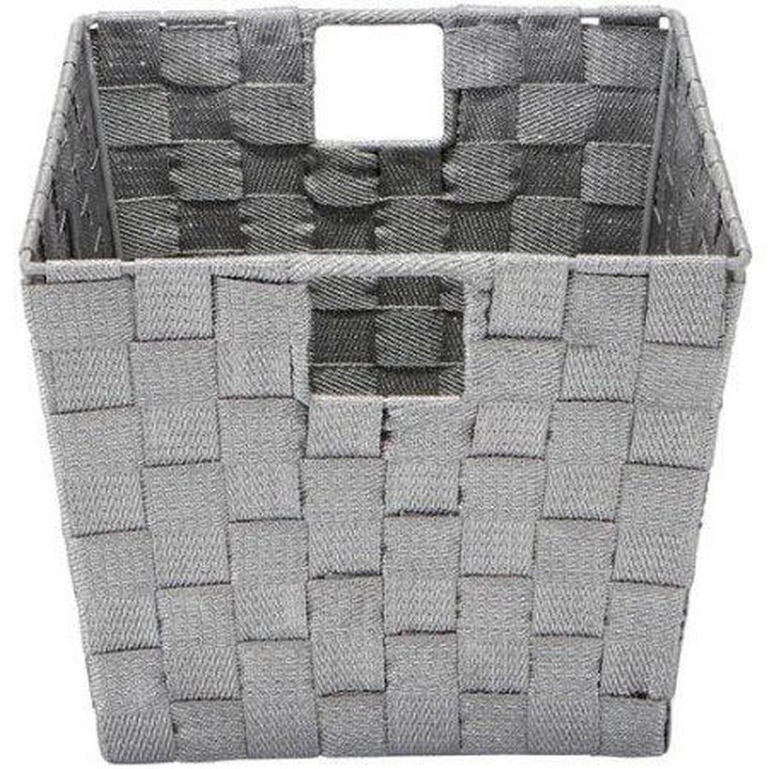 Simplify Medium Lurex Striped Woven Storage Bin