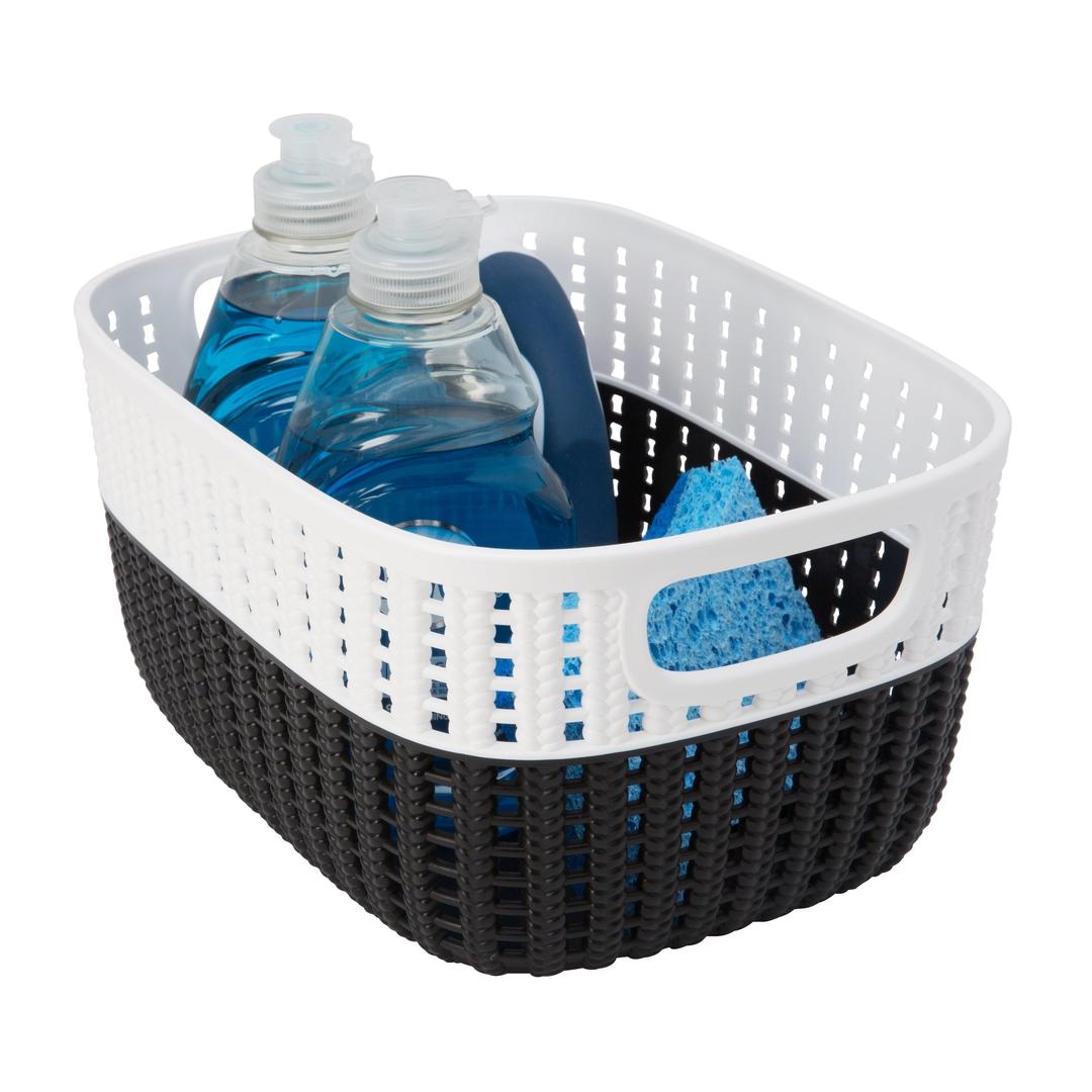 Simplify Small 2-Tone Decorative Storage Basket - Black