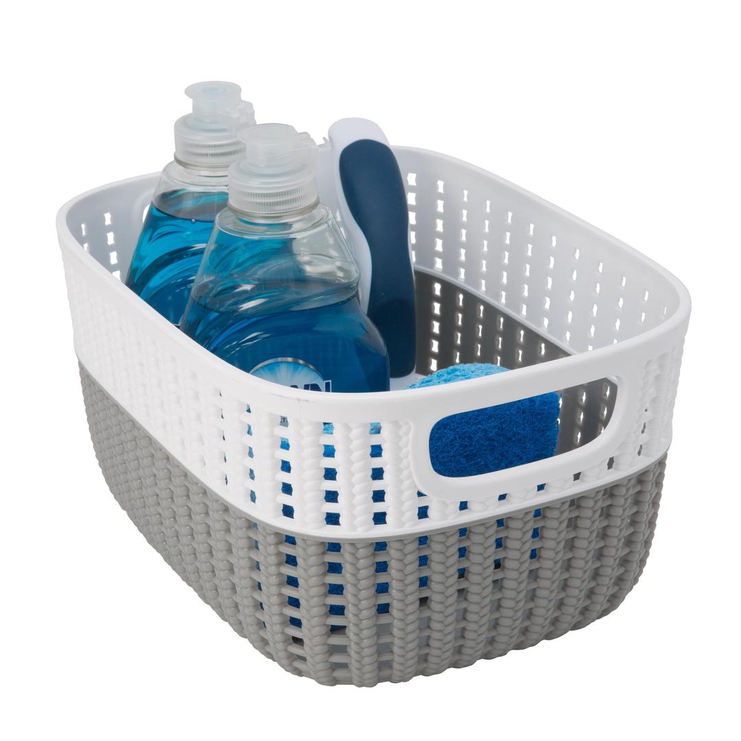 Simplify Small 2-Tone Decorative Storage Basket - Grey
