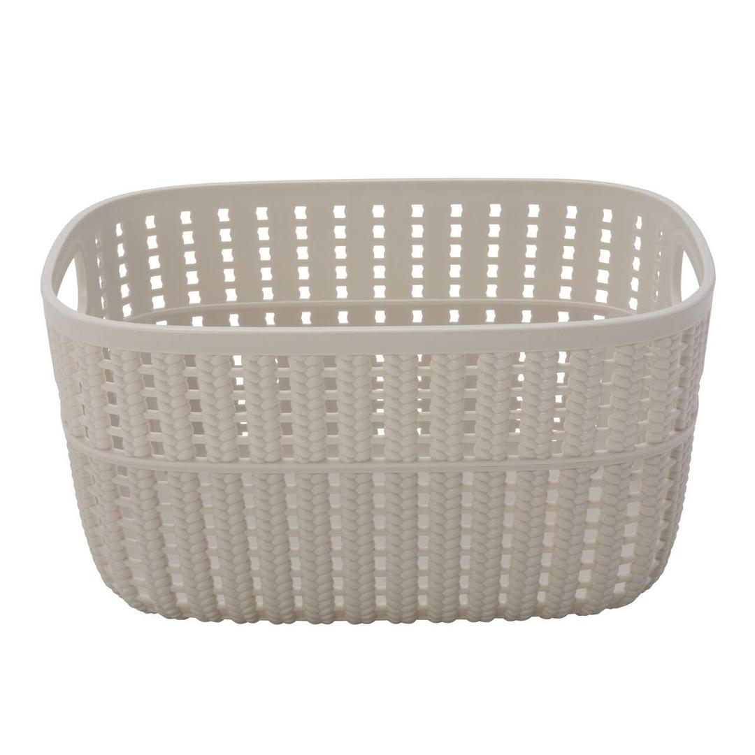 Simplify 9.4" Small 2-Tone Decorative Storage Basket - Ivory