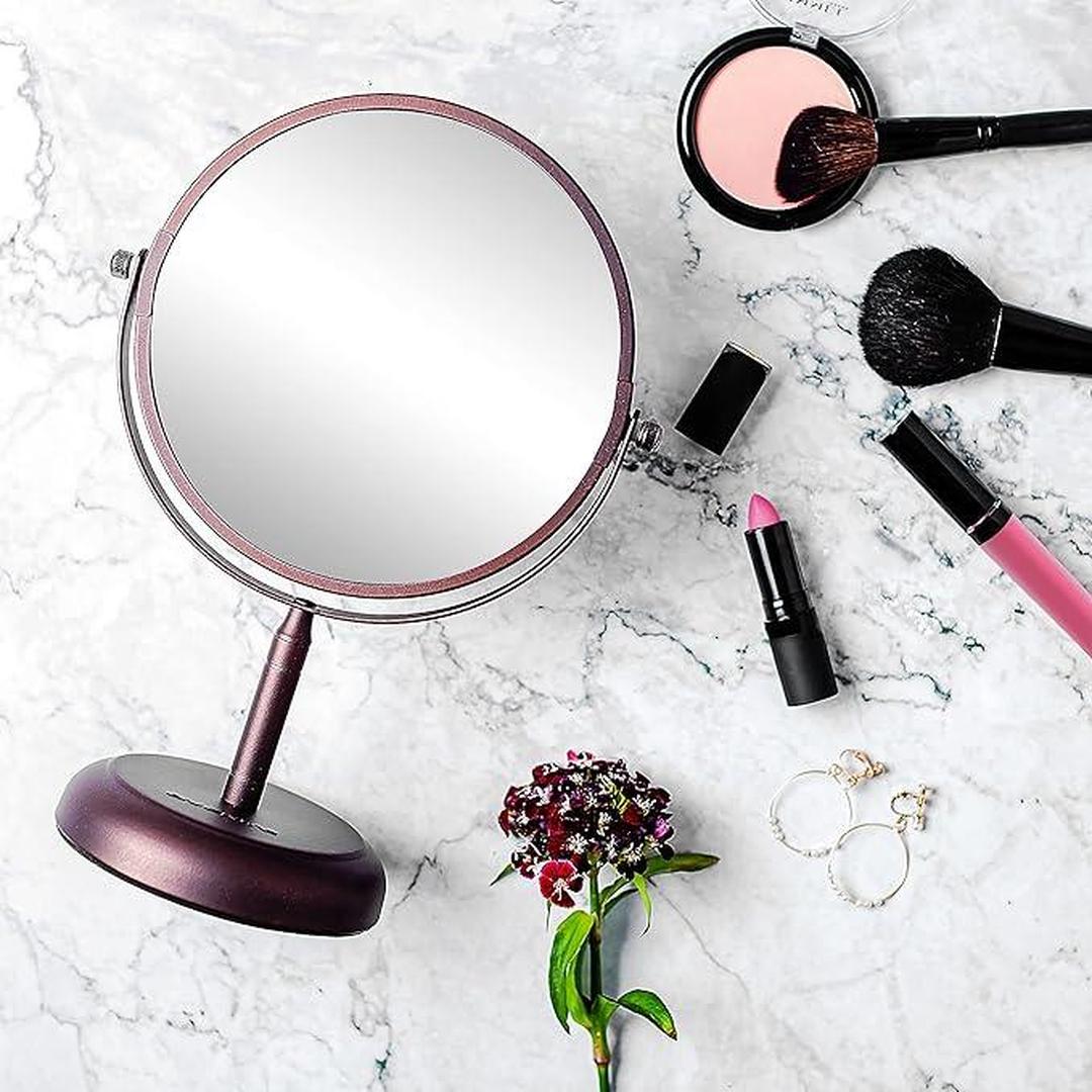 OVENTE 7'' Tabletop Vanity Makeup Mirror, Spinning Double Sided Round Magnifier
