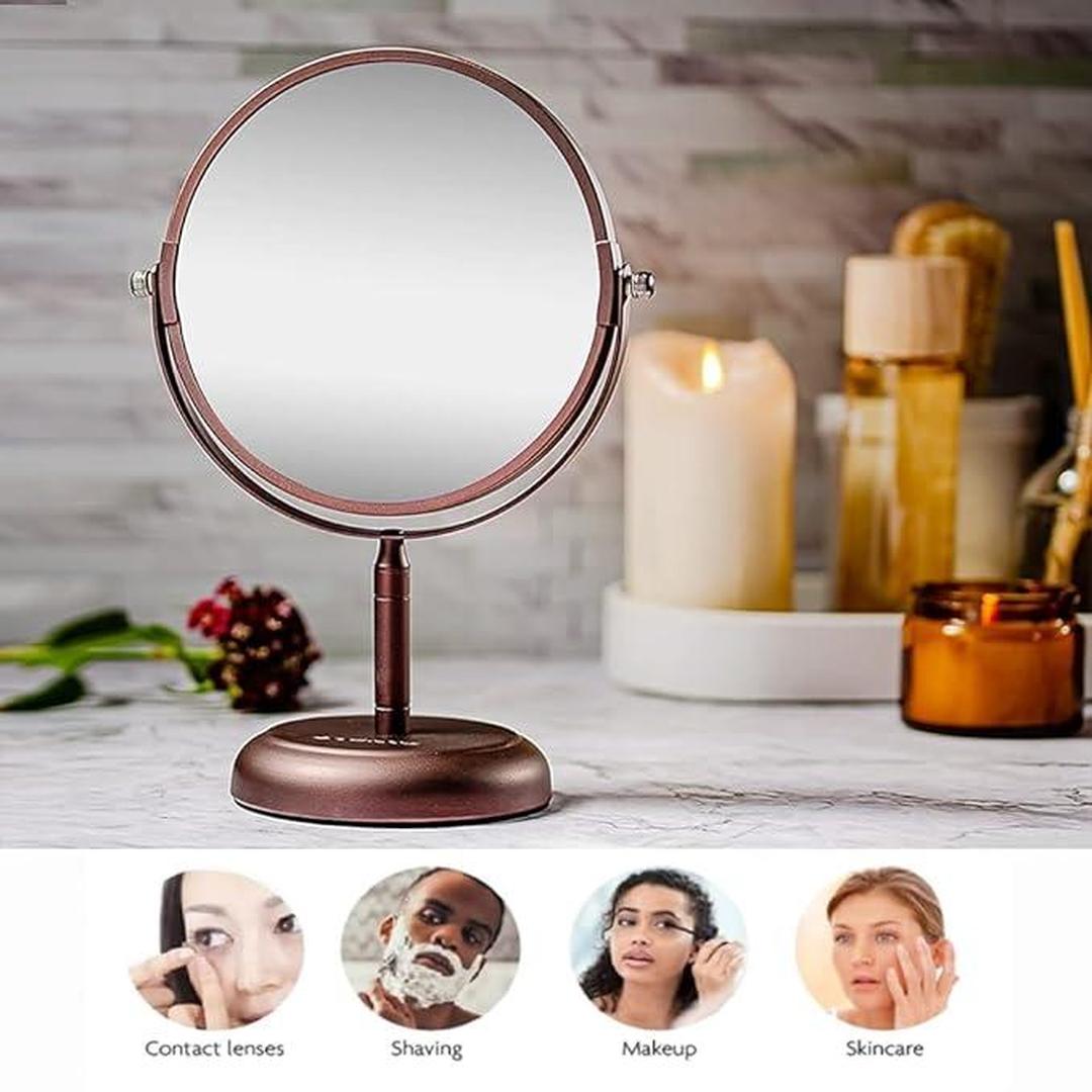 OVENTE 7'' Tabletop Vanity Makeup Mirror, Spinning Double Sided Round Magnifier