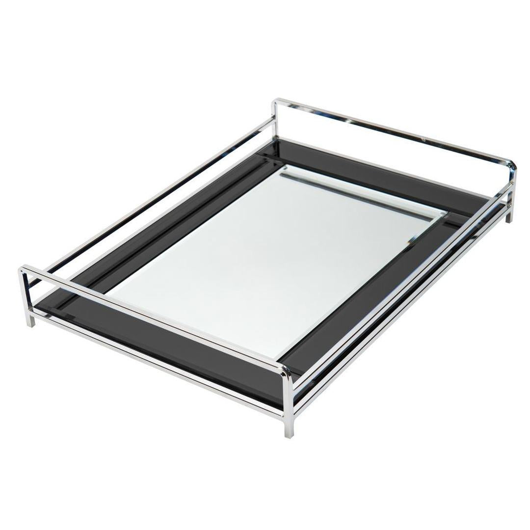 Home Details Mirrored Vanity Tray Makeup Organizer, Black