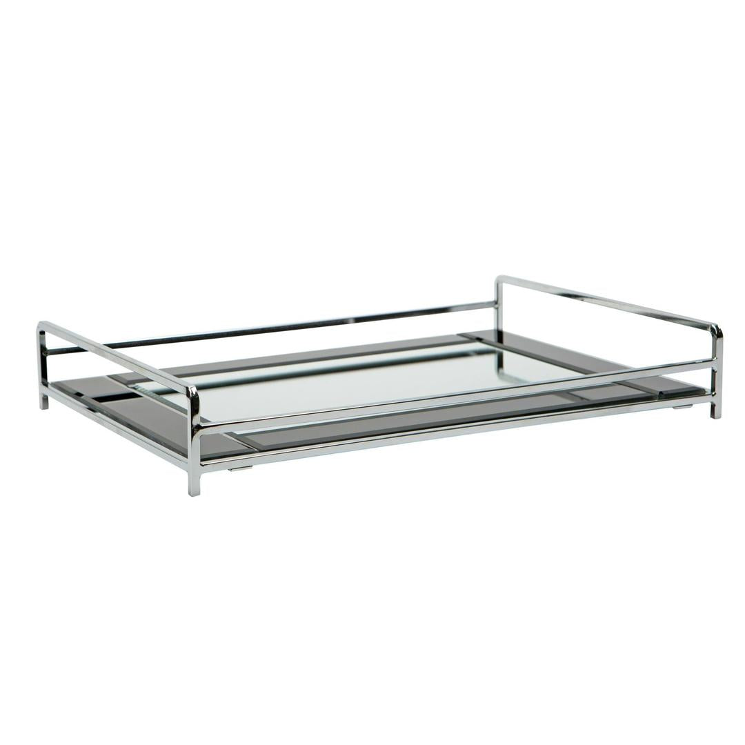 Home Details Mirrored Vanity Tray Makeup Organizer, Black