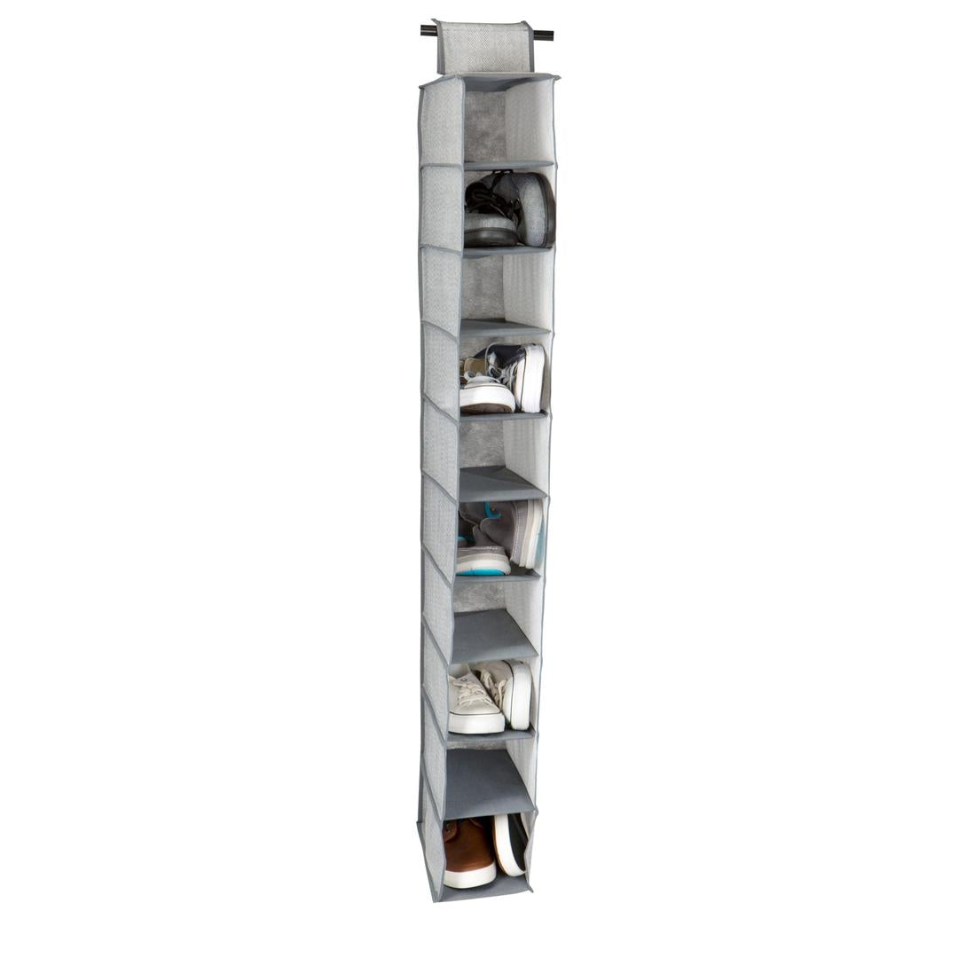 Simplify 10 Shelf Shoe Organizer | Storage Velcro | Foldable | Grey