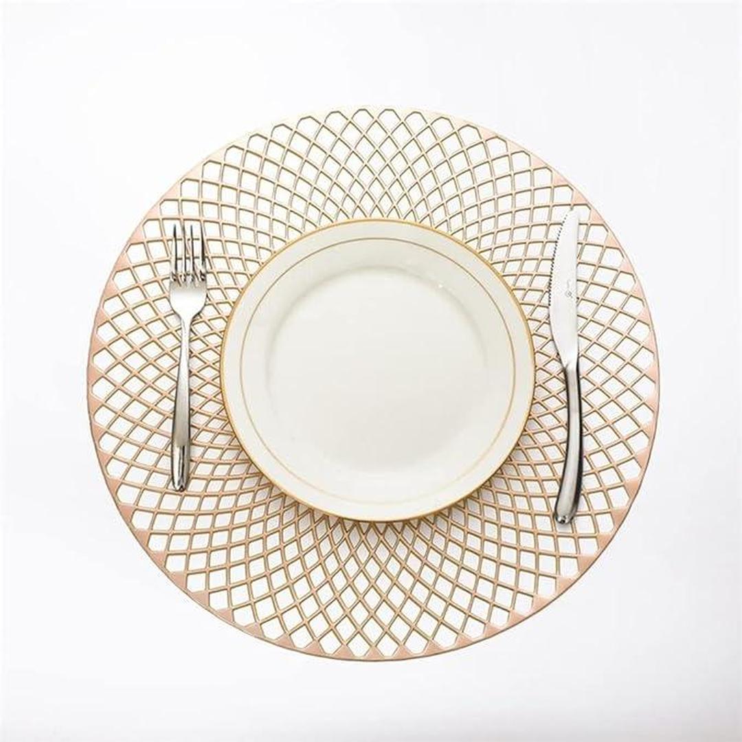Round Mat Placemat Home Dinner Table - Gold