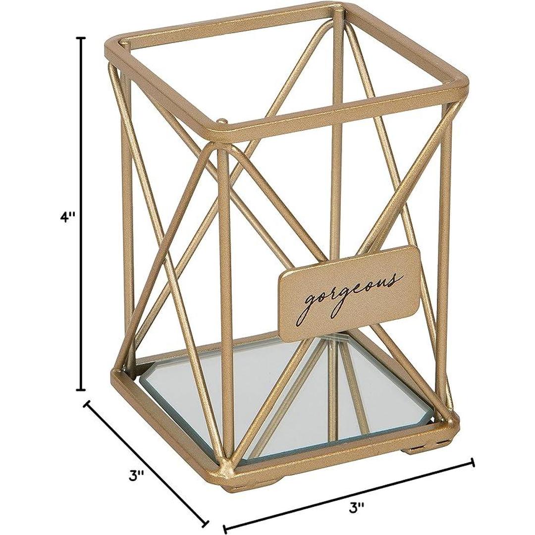 Home Details Cosmetic Brush and Pencil Holder | Vanity | Bathroom | Office | Organizer | Décor | Satin Gold