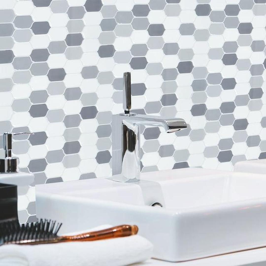 Simplify Peel & Stick Epoxide Wall Tile 4 Pack | Oval Tears | Grey