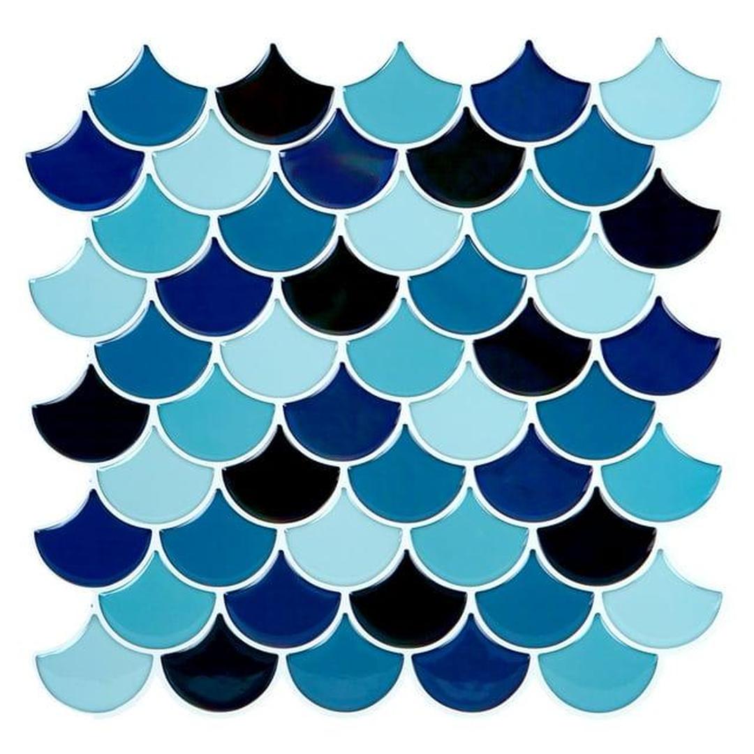 Simplify Peel & Stick Wall Tile 4 Pack in Scallop Blues Epoxy
