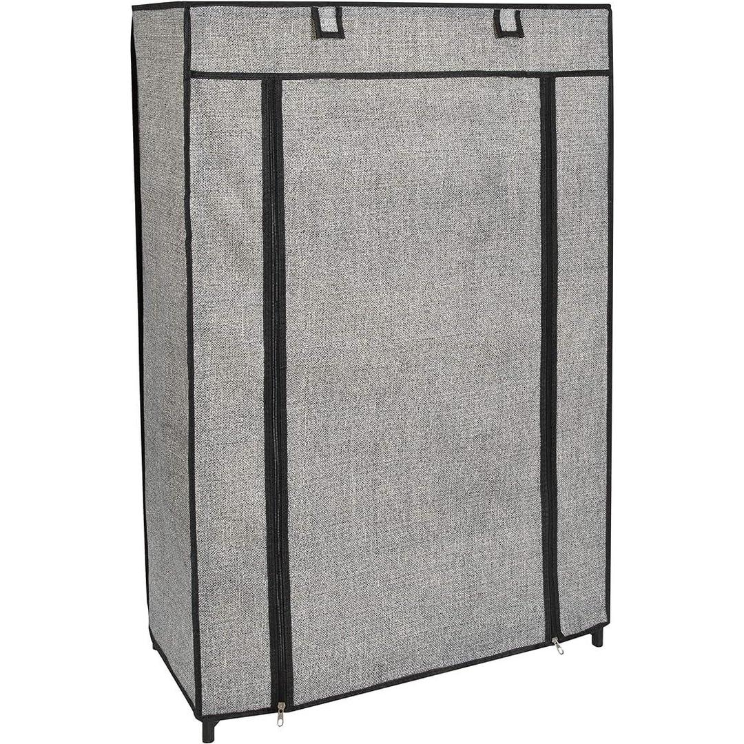 Simplify 5 Tier Shoe Storage Closet Organizer Rack with Cover, Holds 15 Pairs