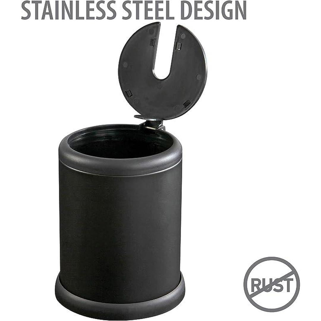 Bath Bliss Matte Black Toilet Brush with Self-Closing Lid and 360° Brush Head - Compact and Stylish