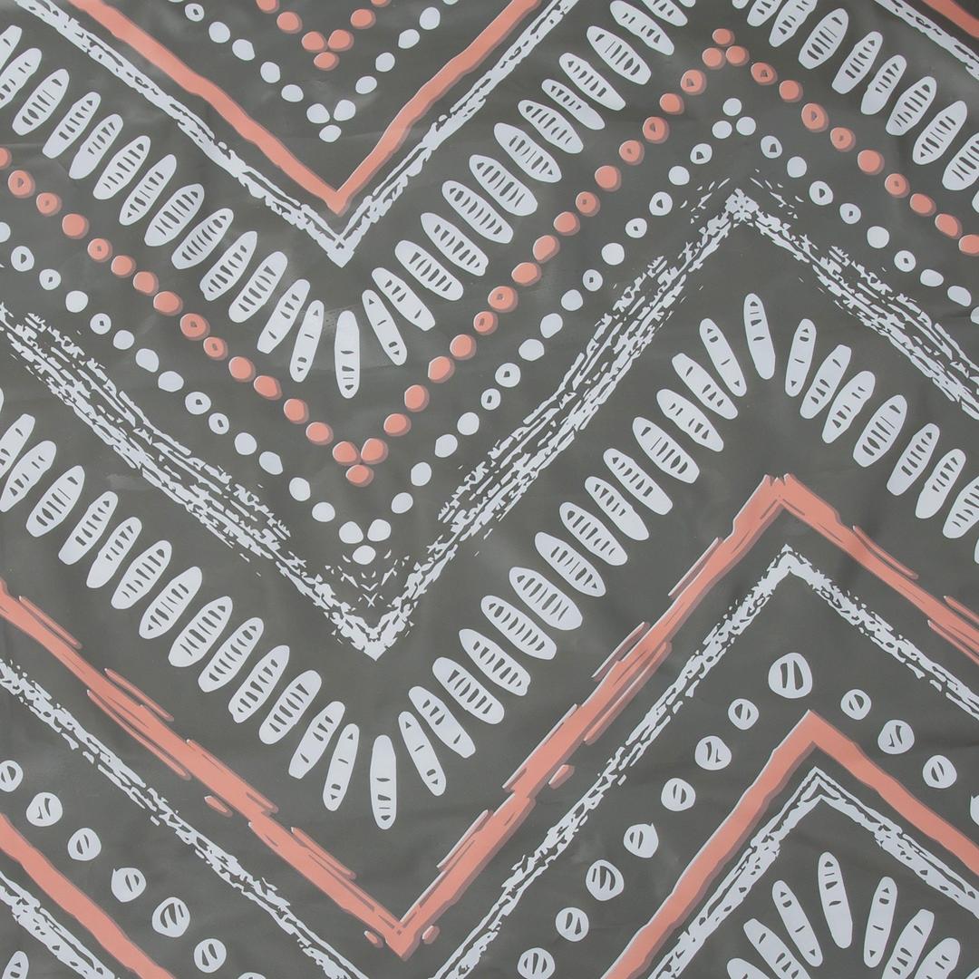 Bath Bliss Dotted Chevron Design PEVA Shower Curtain in Grey