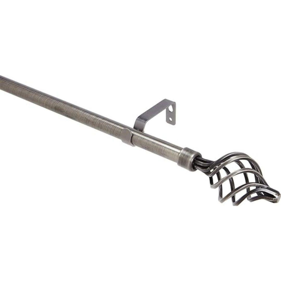 Home Details Modern Twist 48"-86" in Satin Nickel Curtain Rod 48"-86", Silver