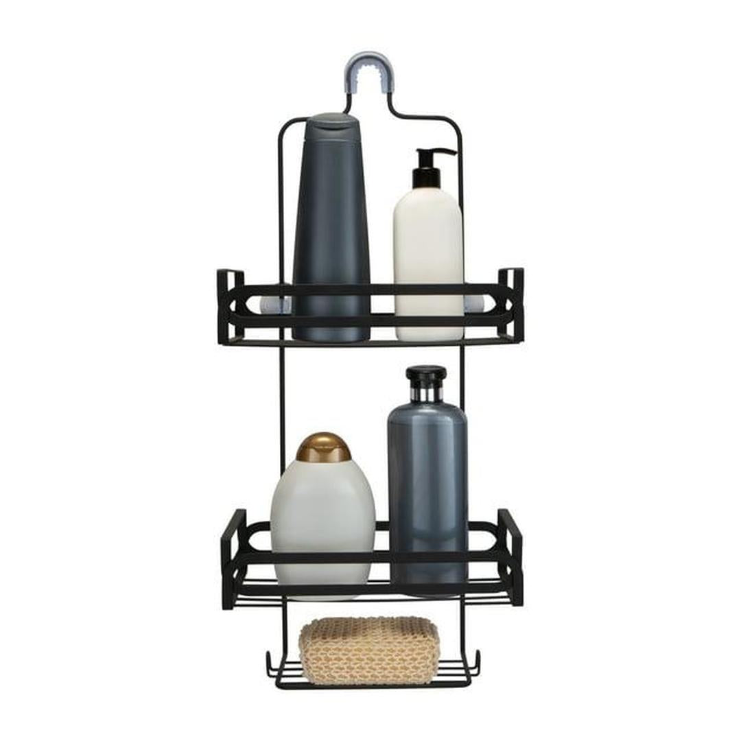 ELLE Home Noir 3 Shelf Steel Shower Caddy, Black