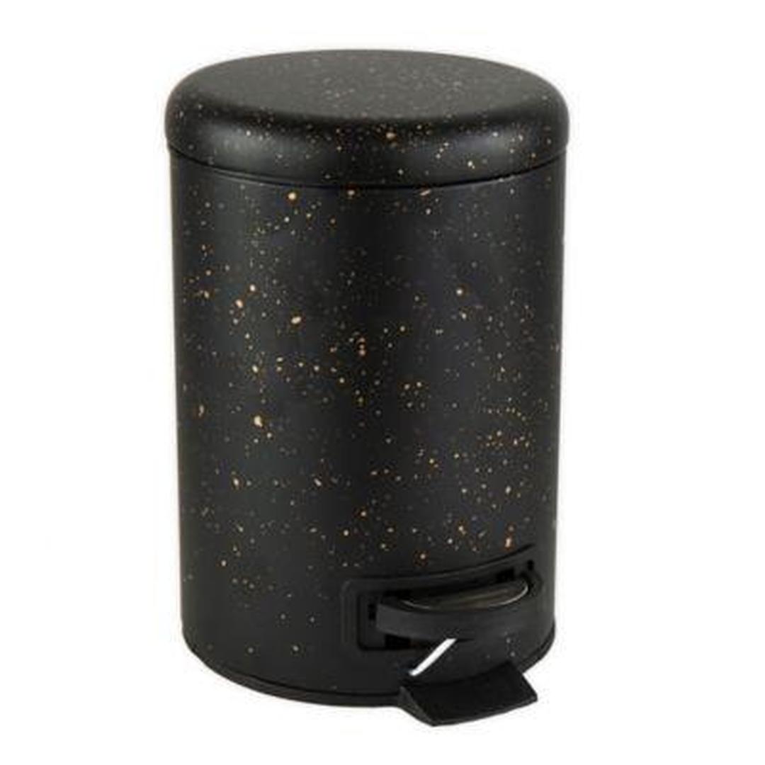 ELLE Home Speckled Design 3-Liter Step Pedal Metal Bathroom Trash Can with Lid -