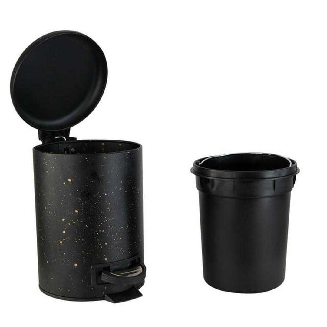 ELLE Home Speckled Design 3-Liter Step Pedal Metal Bathroom Trash Can with Lid -