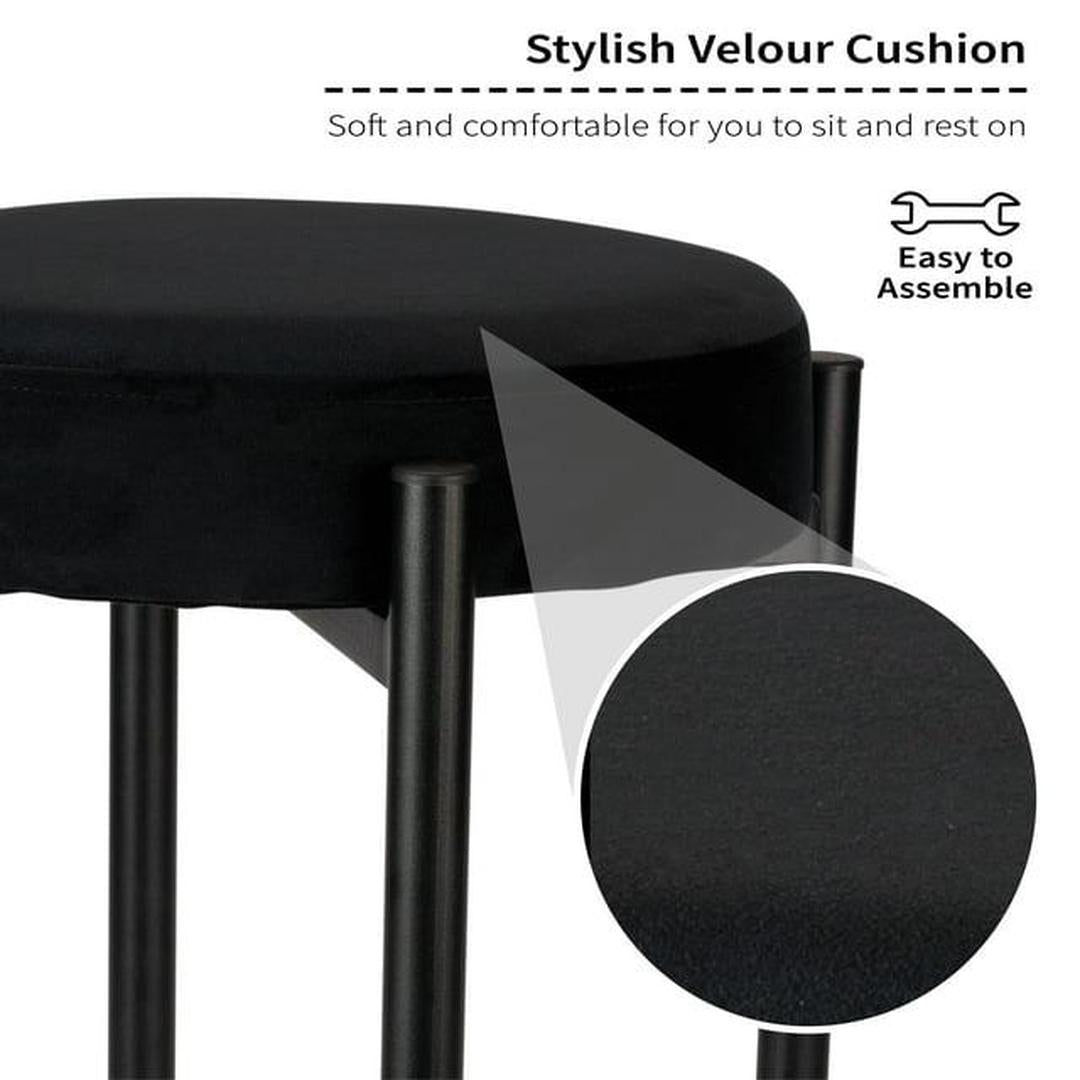 Home Details Velour Vanity Stool - Black