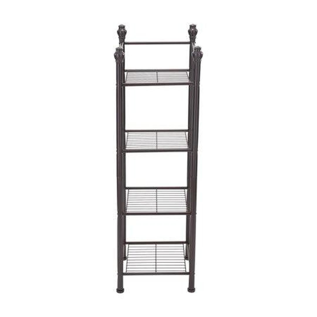 Organize It All 4 Tier Metal Belgium Storage Shelf Tower, Bronze