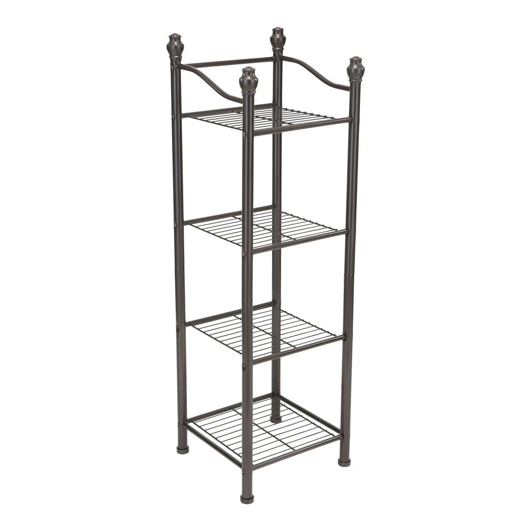 Organize It All 4 Tier Metal Belgium Storage Shelf Tower, Bronze