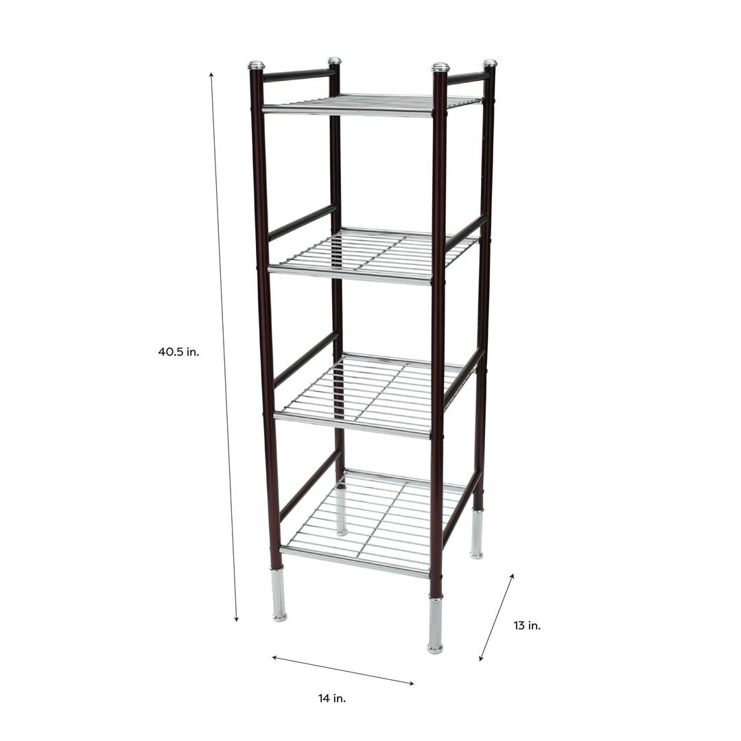 Organize It All 4 Tier Duplex Line Square Freestanding Wire Storage Shelf Unit, Bronze