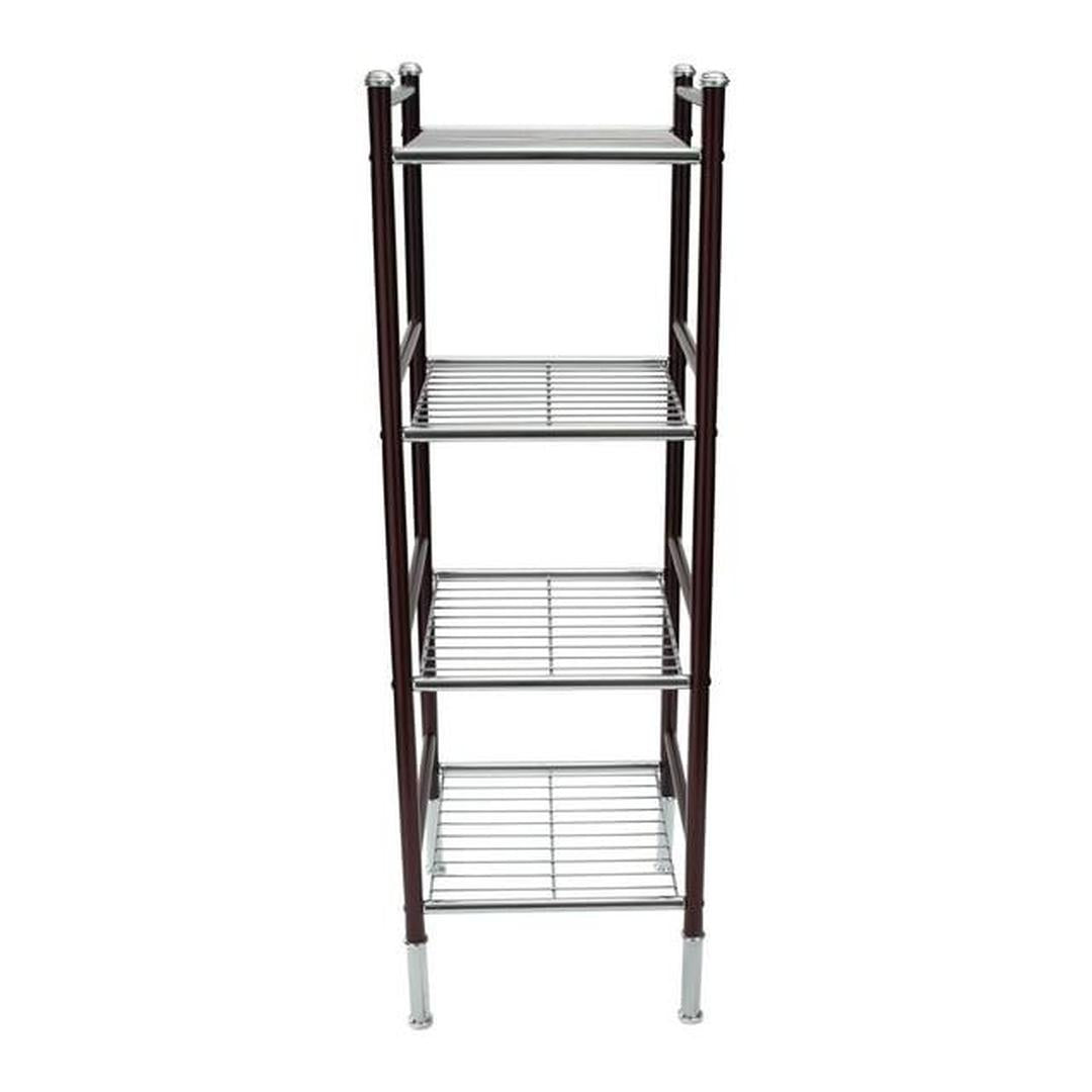 Organize It All 4 Tier Duplex Line Square Freestanding Wire Storage Shelf Unit, Bronze