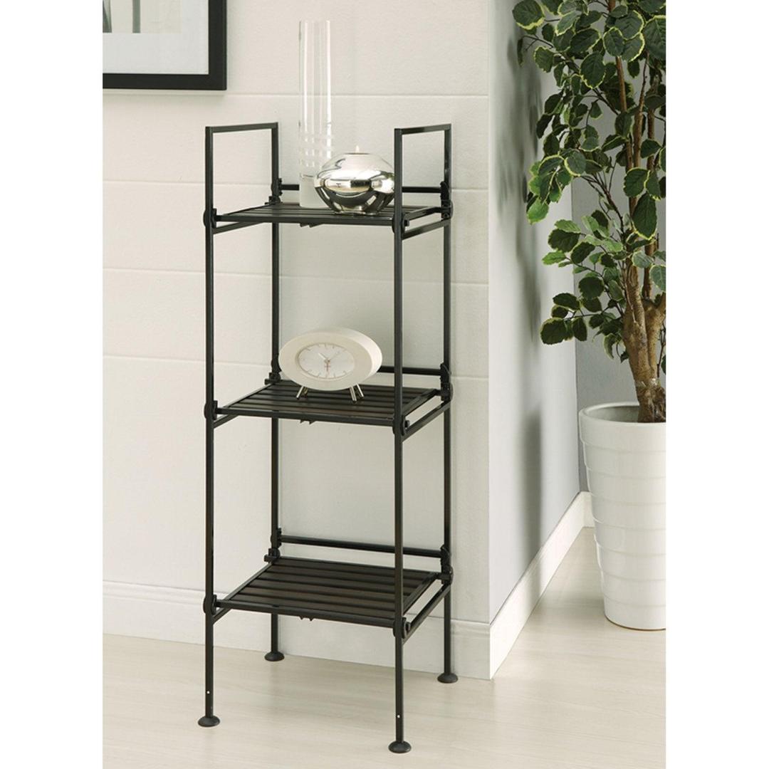 Organize It All 3 Tier Metal Square Shelving Tower, Black