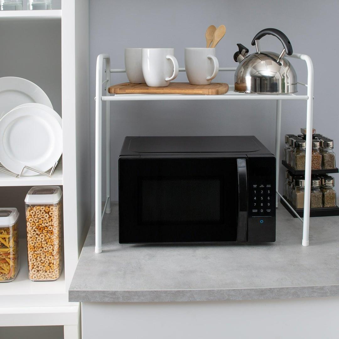 Organize It All Countertop Microwave Stand and Shelf Organizing Rack in White