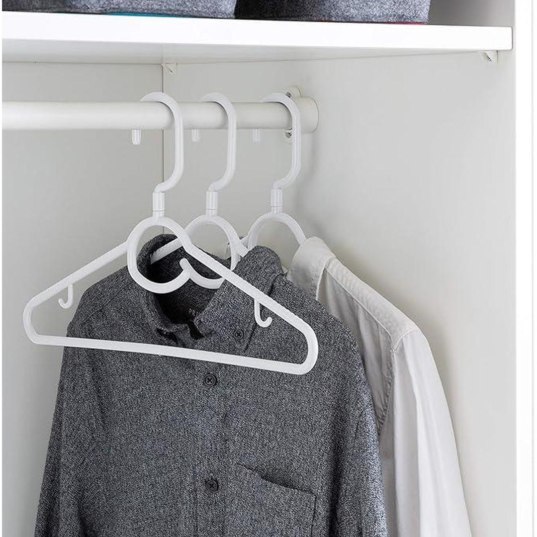 WOOLITE 5 Pack Swivel Neck Hangers, Good for Blouses, Pants, Dresses, White
