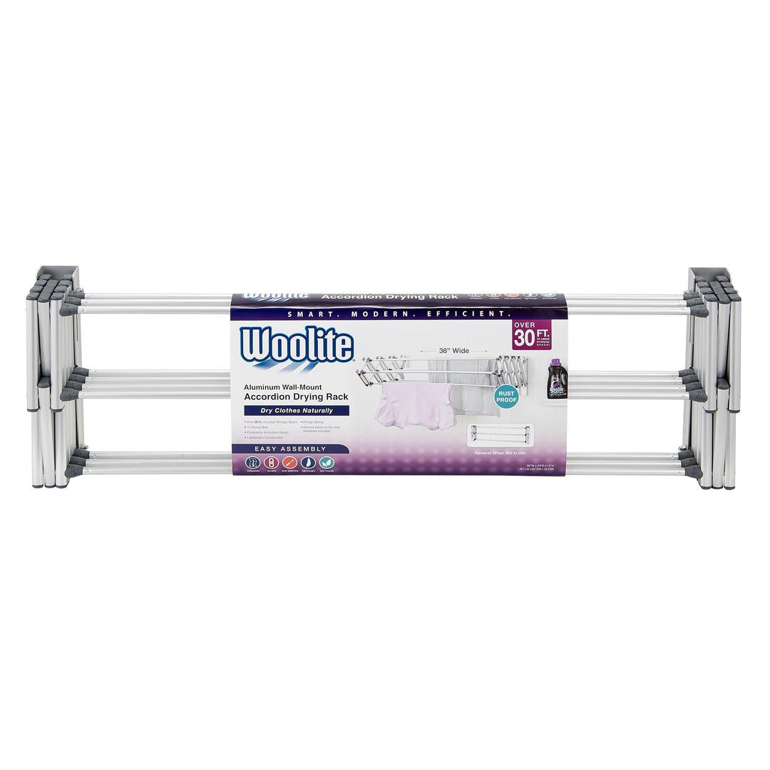 Woolite Collapsible Aluminum Wall Clothes Drying Rack, Silver