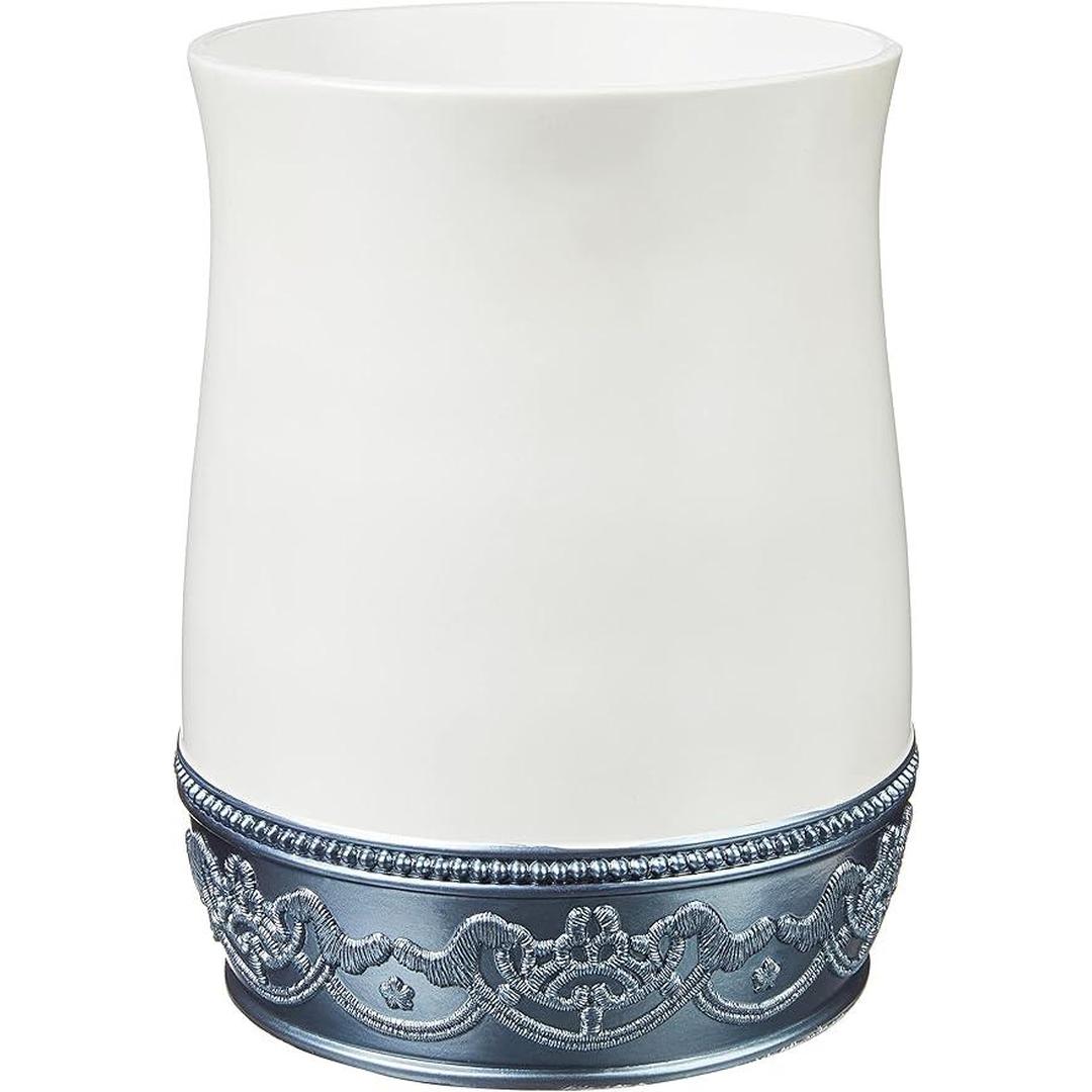 Popular Bath Blossom Rose Waste Basket, Blue