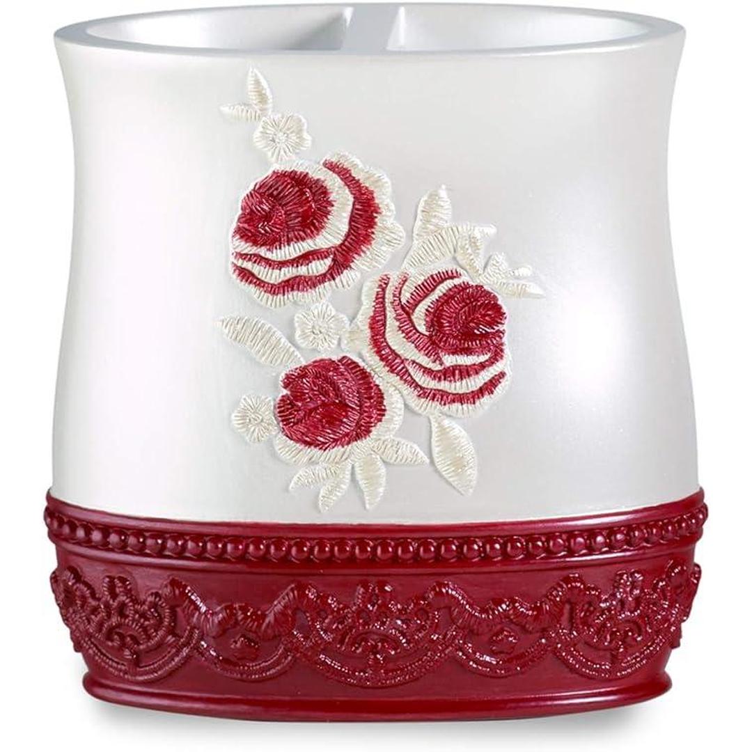 Popular Bath Blossom Rose, Tooth Brush Holder, Burgundy
