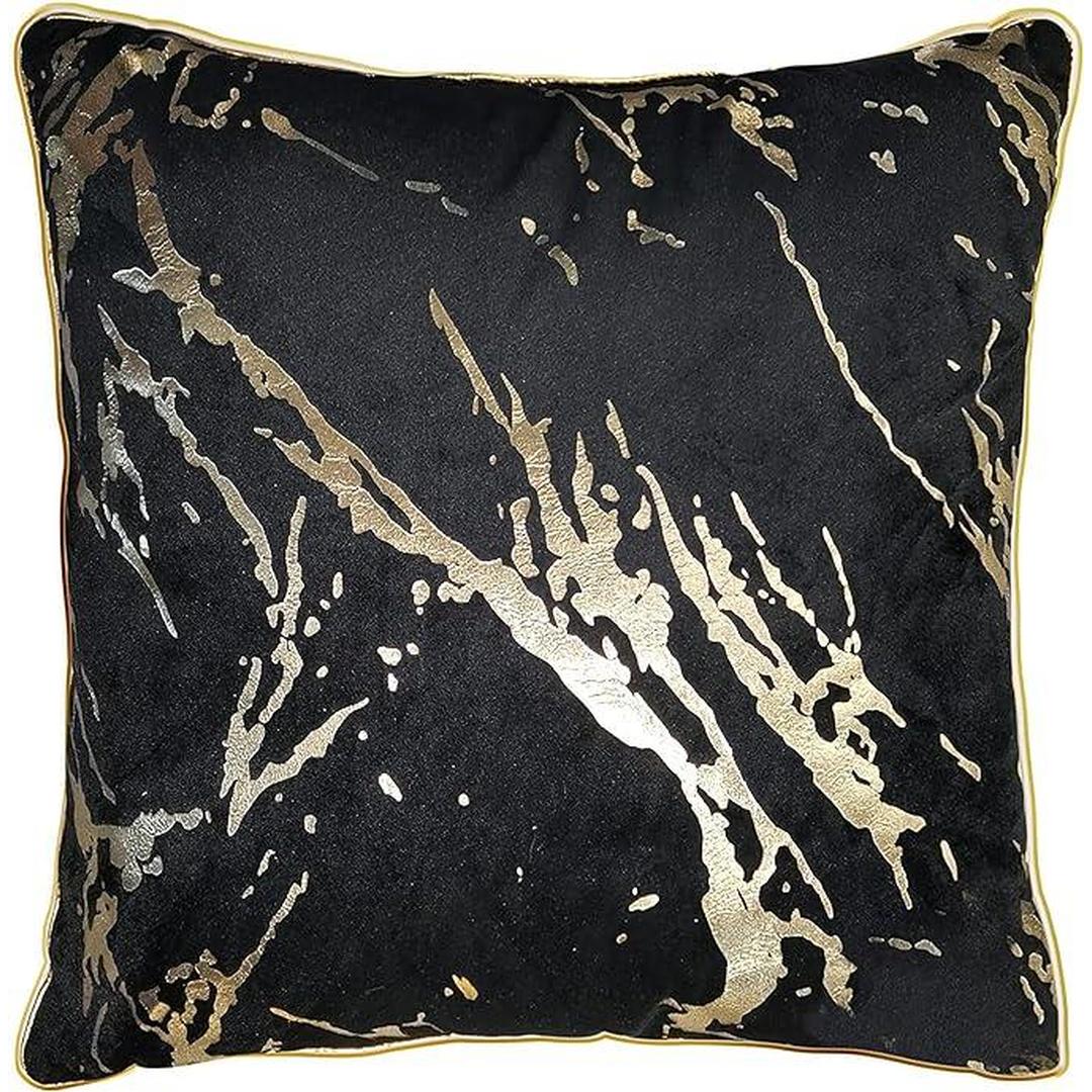 Popular Home Metallic Marble Pillow, 20" X 20", Black