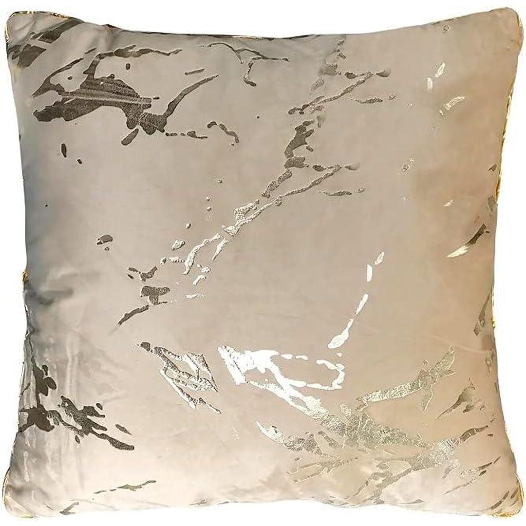 Popular Home Metallic Marble Pillow, 20" X 20", Taupe