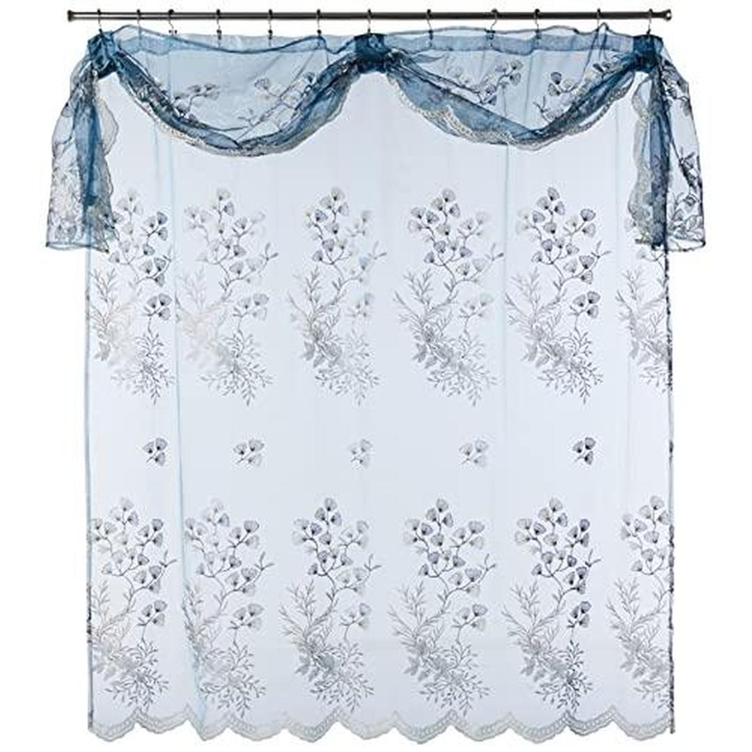 Popular Bath Capri Elegant Collection Shower Curtain, Slate Blue